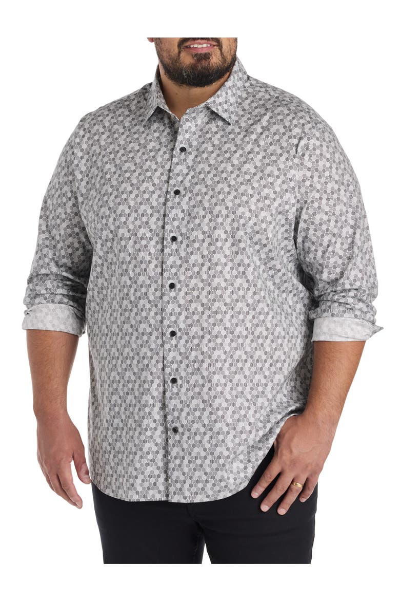 Big & Tall Tonal Dotted Sport Shirt, Main, color, GREY BLACK