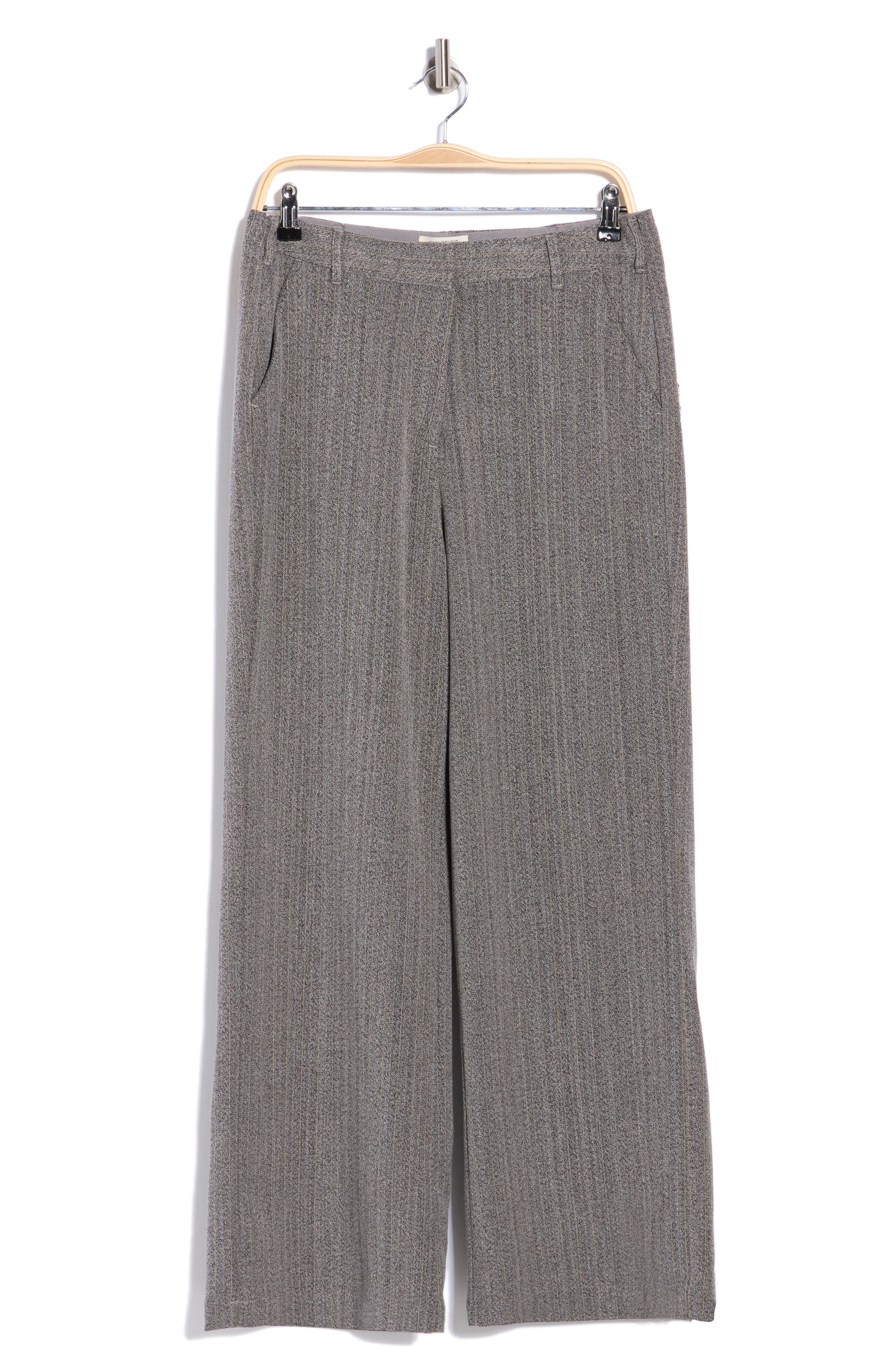 Pinstripe Wide Leg Pleat Front Trousers