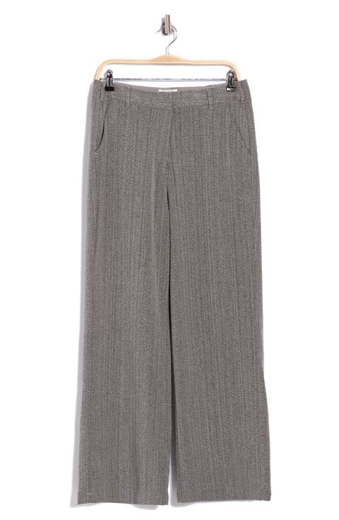 Pinstripe Wide Leg Pleat Front Trousers