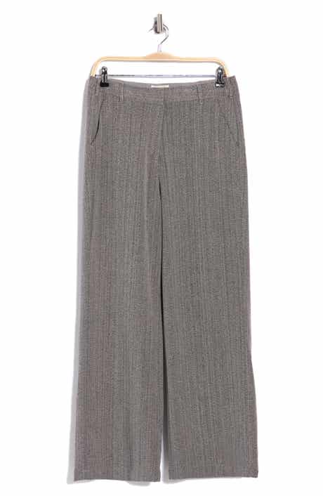 Pinstripe Wide Leg Pleat Front Trousers