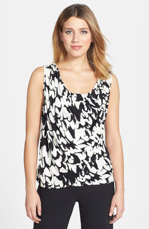 Drape Neck Silk Blend Jersey Top