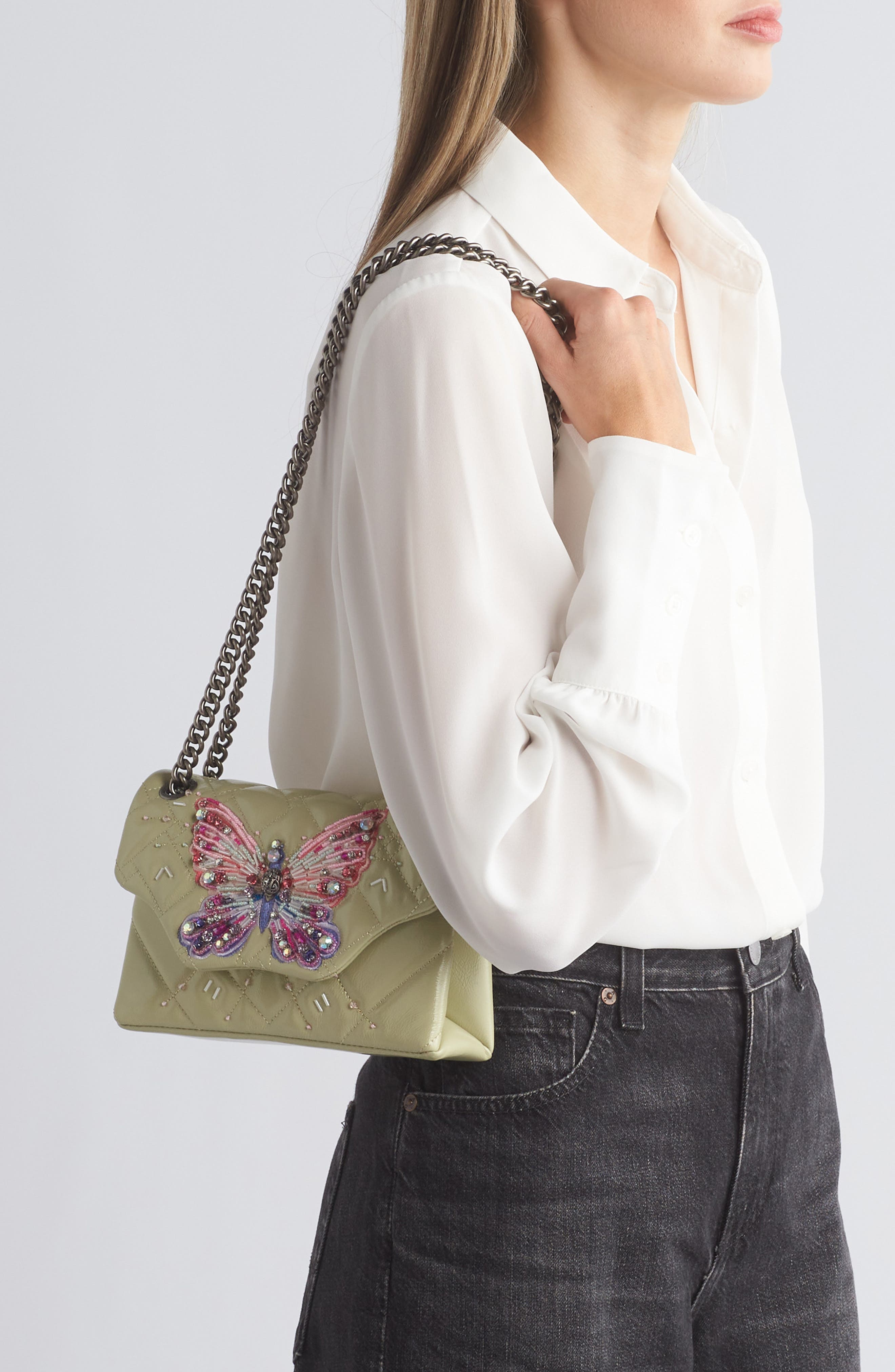 Kurt Geiger London Mini Kensington Butterfly Leather Crossbody Bag, Alternate, color, 