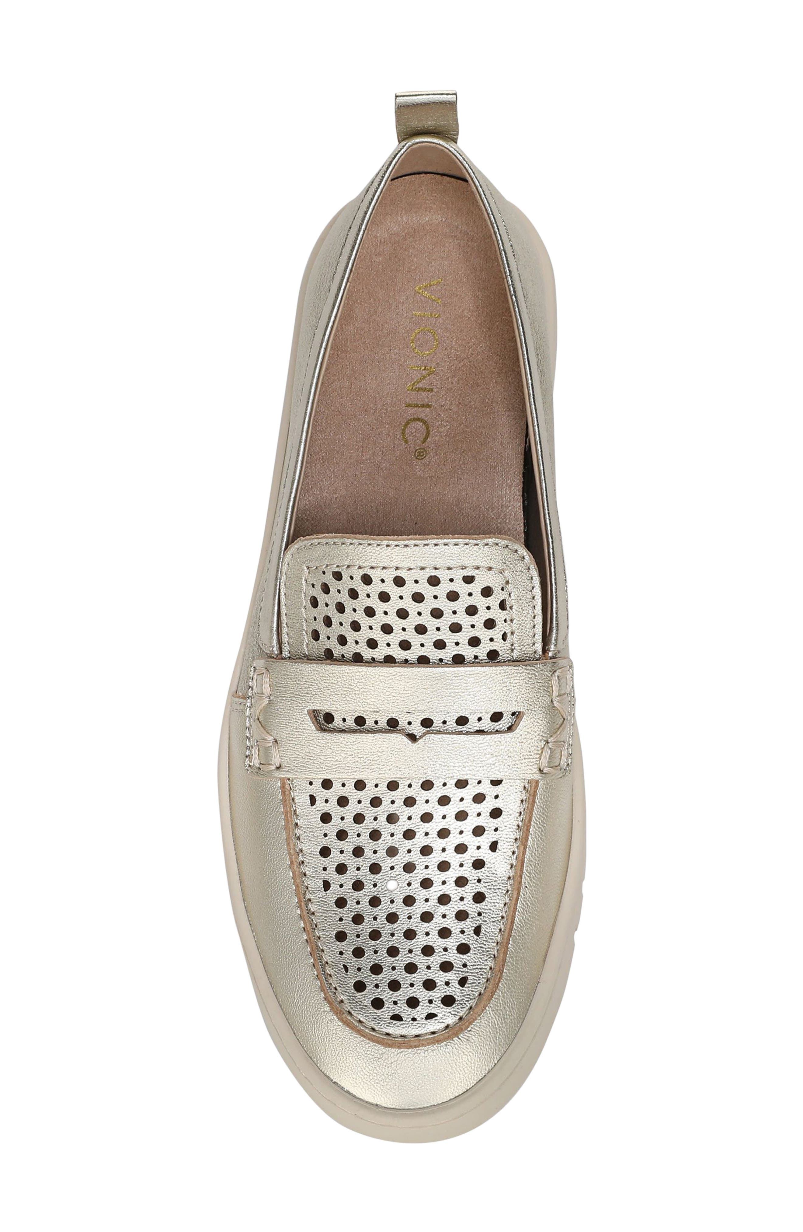 Uptown Perf Penny Loafer, Alternate, color, GOLD