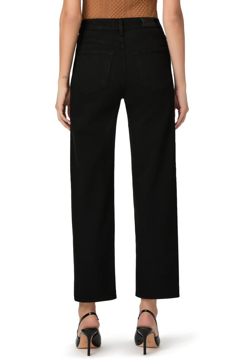 Stevie High Waist Ankle Straight Leg Jeans, Alternate, color, BLACK SHADOW