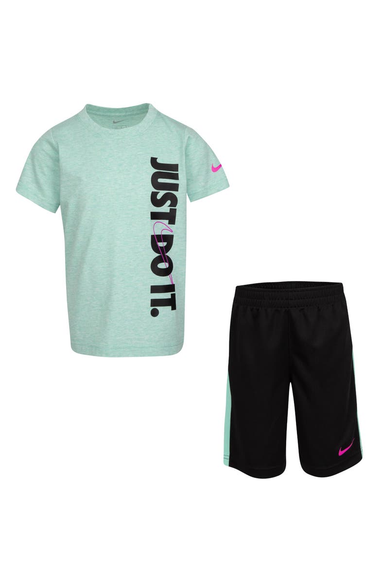 Nike 'Just Do It' T-Shirt & Shorts Set, Main, color, Black