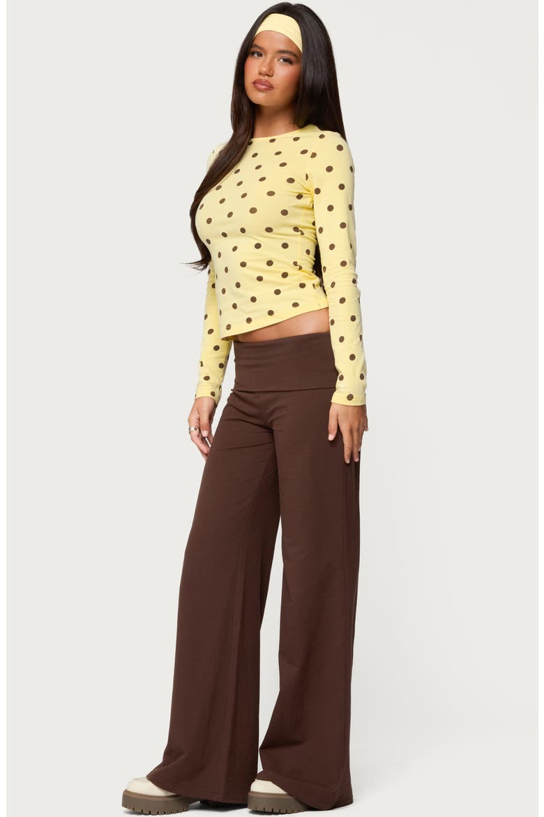 Maricelle Polka Dot Long Sleeve Stretch Cotton Top, Alternate, color, YELLOW