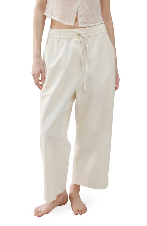 Pull-On Wide Leg Cotton Pajama Pants