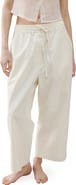 MANGO Pull-On Wide Leg Cotton Pajama Pants