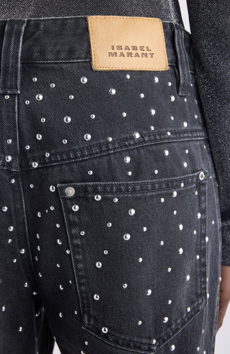 Isabel Marant Étoile Brinsa Stud Straight Leg Jeans, Alternate, color, Black
