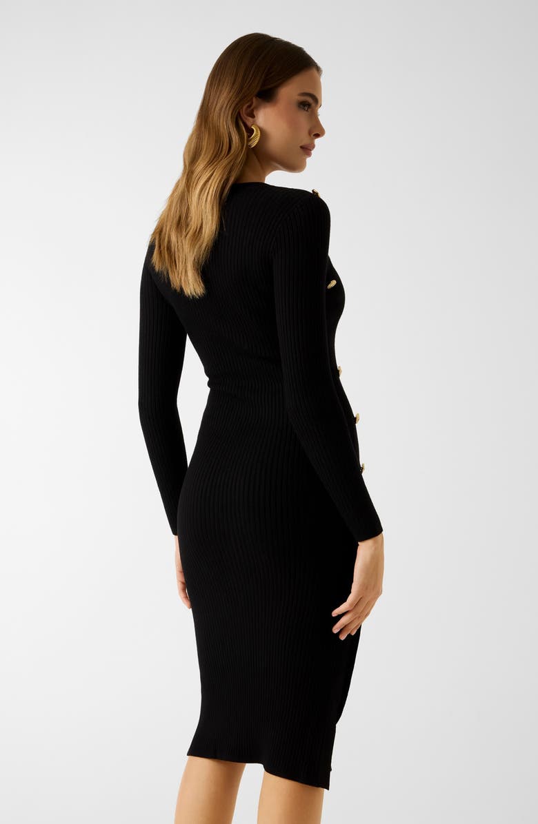 GUESS Ribbed Long Sleeve Sweater Dress, Alternate, color, Jblack-Black