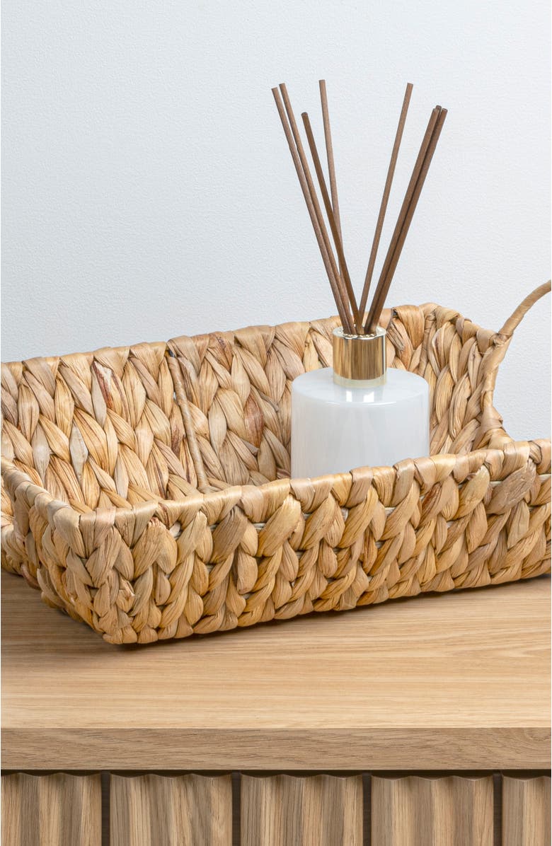 HAPPIMESS Rowan Bohemian Cottage Handwoven Hyacinth Rectangular Decorative Basket Trays with Handles,, Alternate, color, Natural