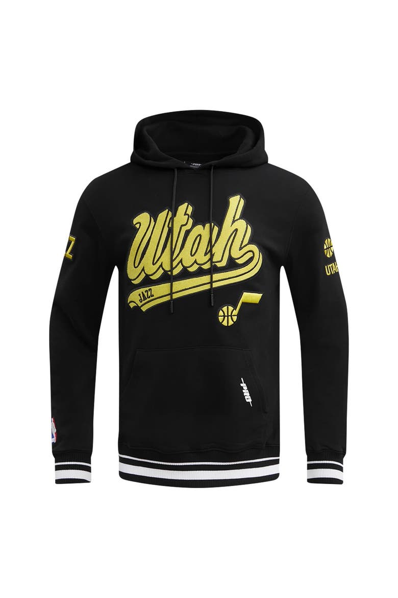 Men's Pro Standard Black Utah Jazz Script Tail Pullover Hoodie, Alternate, color, Black