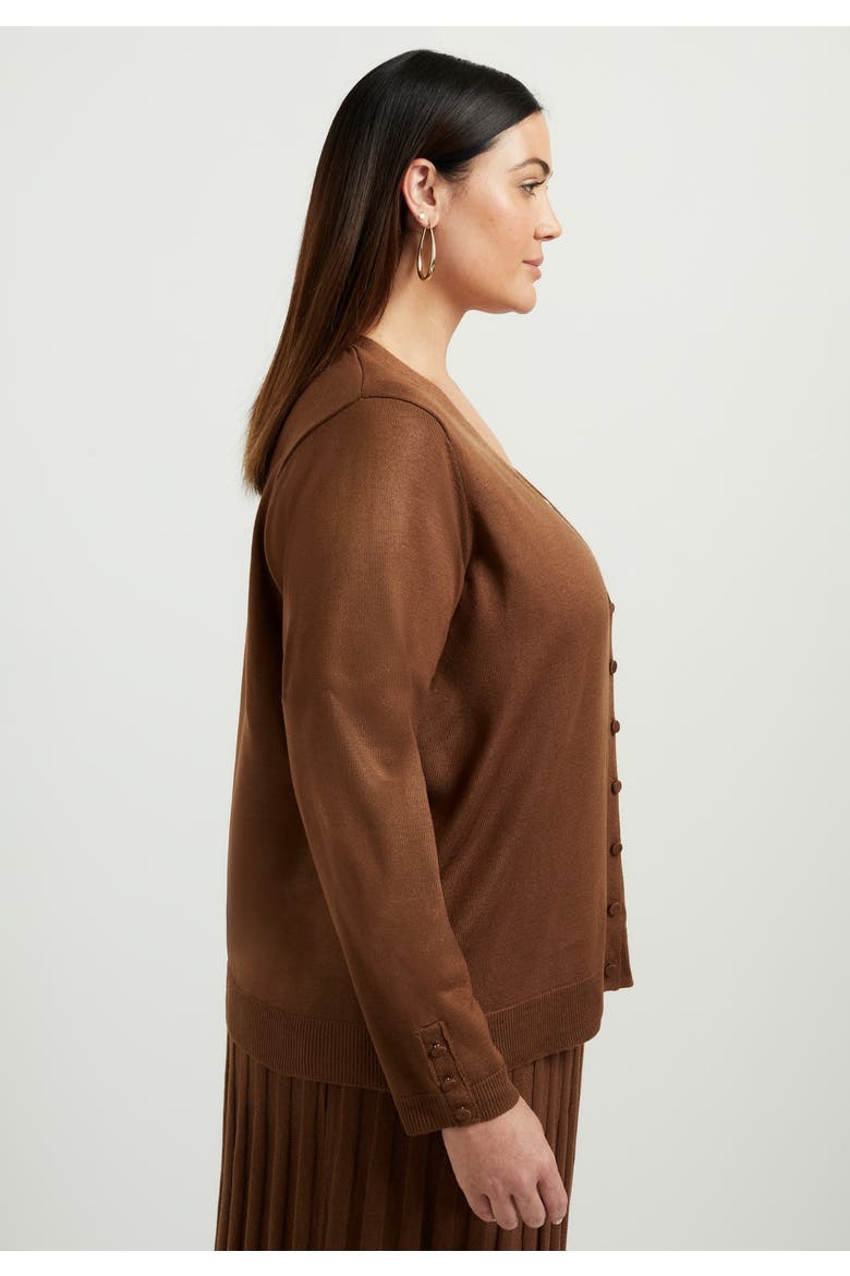 Button-Sleeve Cardigan, Alternate, color, COCOA BROWN