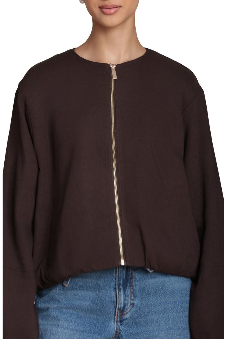 Bubble Sleeve Full Zip Jacket, Alternate, color, CHOCOLATE