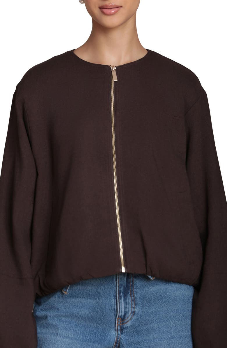 Bagatelle Bubble Sleeve Full Zip Jacket, Alternate, color, Chocolate