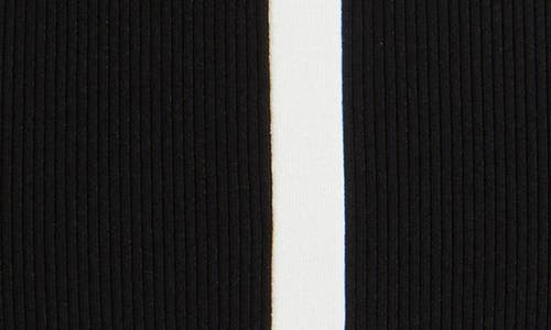 Shop Elie Tahari The Myra Contrast Trim Knit Midi Dress In Noir/sky White