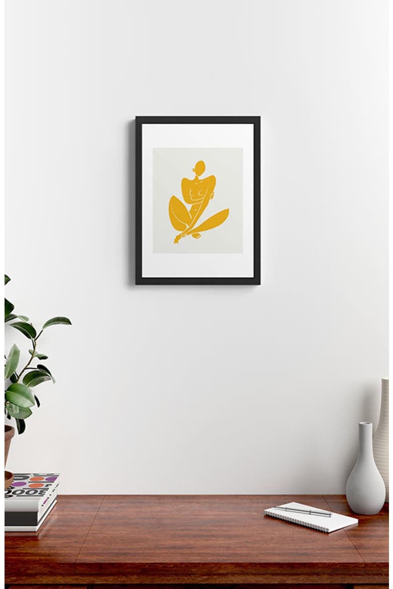 Little Dean Sitting Nude in Yellow Framed Art Print, Alternate, color, YELLOW