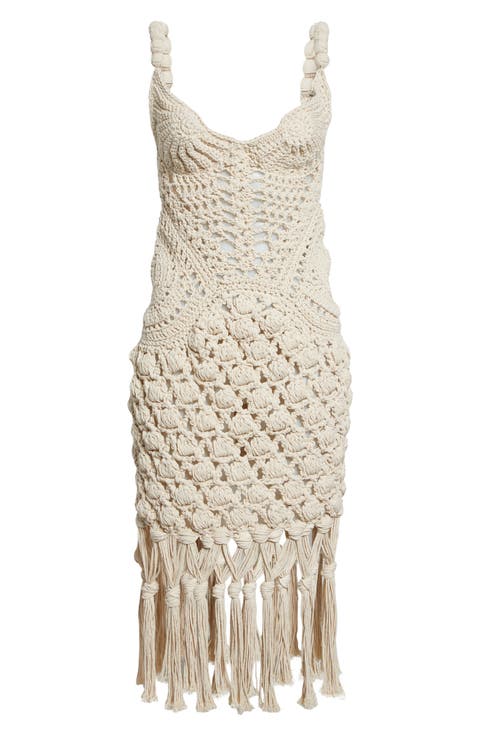 Fringe Cotton Crochet Dress