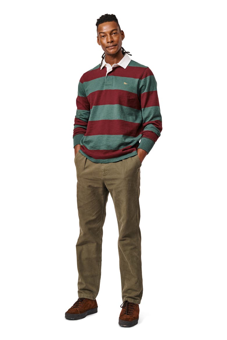 Irnham Long Sleeve Collared Rugby Shirt, Alternate, color, Forest/Burgundy Stripe