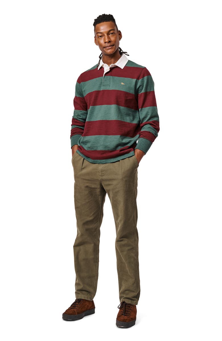 Aubin Irnham Long Sleeve Collared Rugby Shirt, Alternate, color, Forest/Burgundy Stripe