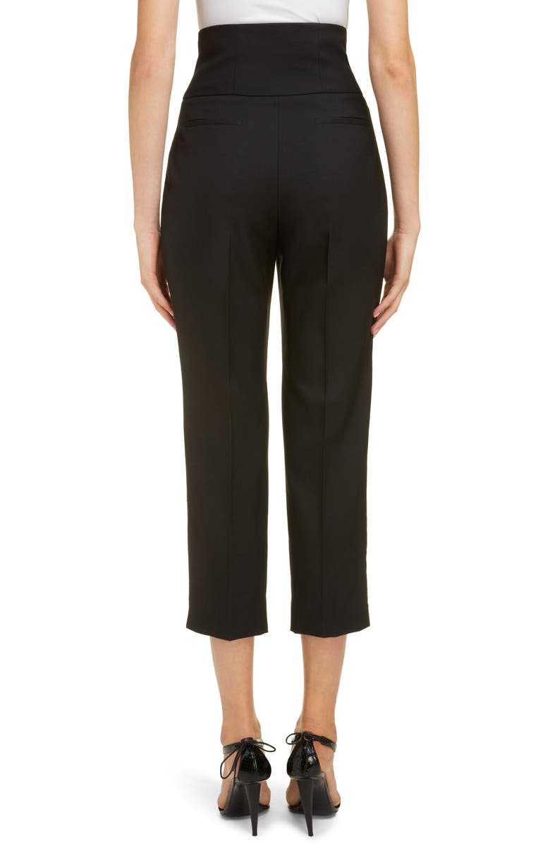 Saint Laurent High Waist Wool Crop Pants, Alternate, color, 