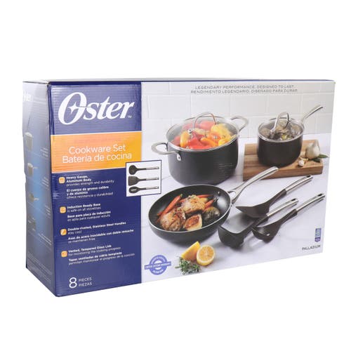 Oster Palladium 8 Piece Aluminum Cookware Set In Black