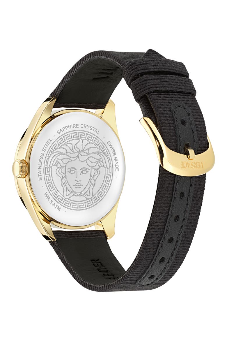 New V-Circle Fabric Strap Watch, 36mm, Alternate, color, IP YELLOW GOLD