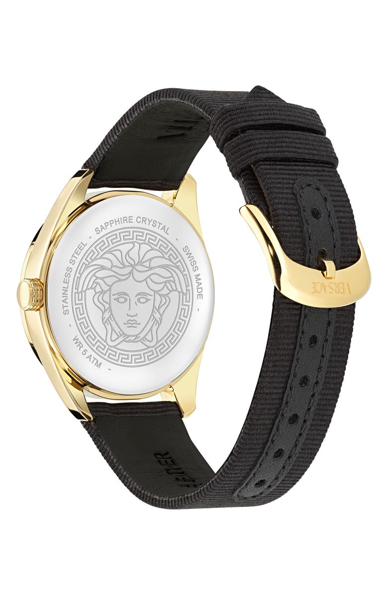 Versace New V-Circle Fabric Strap Watch, 36mm, Alternate, color, 