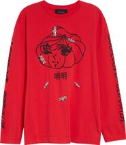 Simone Rocha Dim Sum Logo Long Sleeve Cotton Graphic T-Shirt
