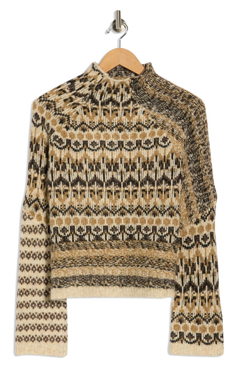 INDUSTRY REPUBLIC CLOTHING Funnel Neck Jacquard Sweater, Alternate, color, Neutral Combo