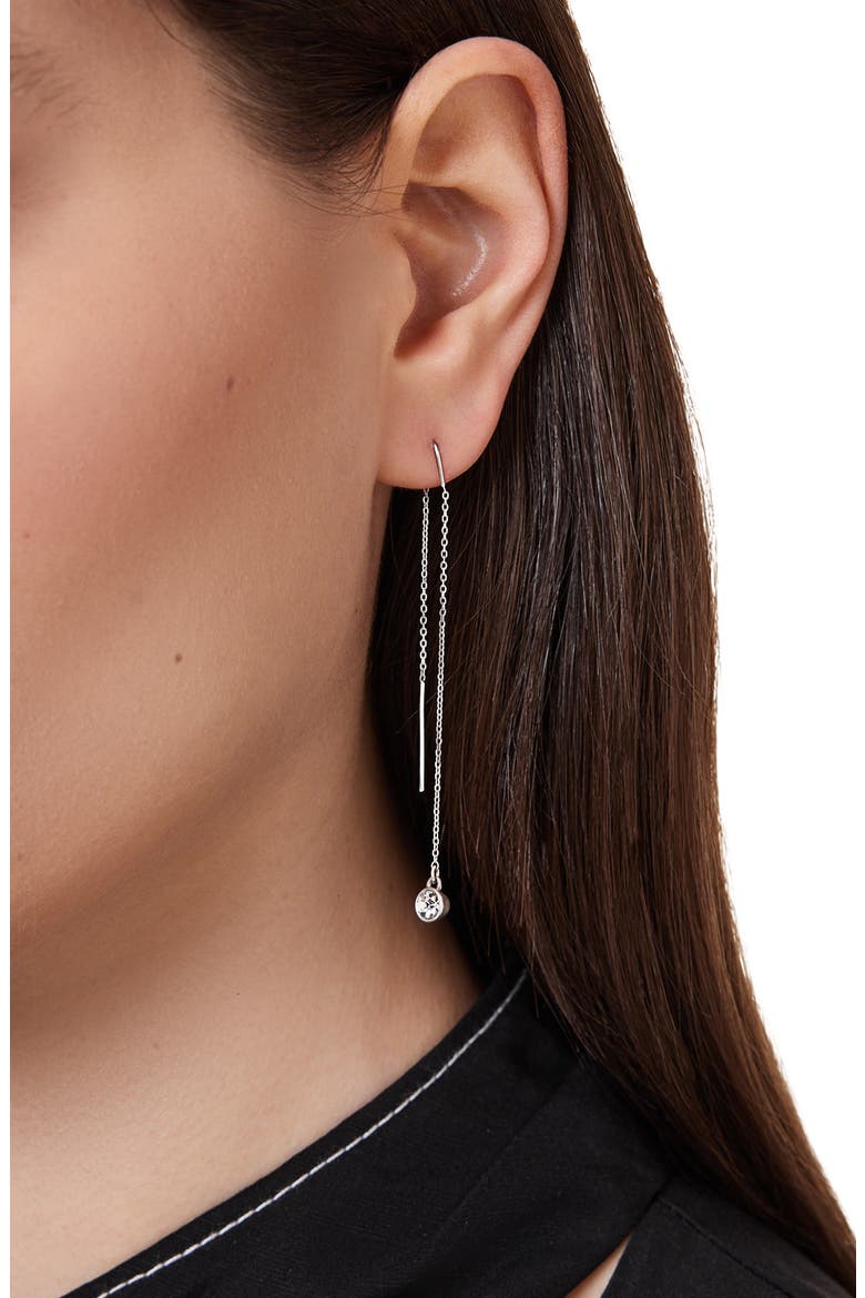 Stone Threader Earrings, Alternate, color, WARM SILVER