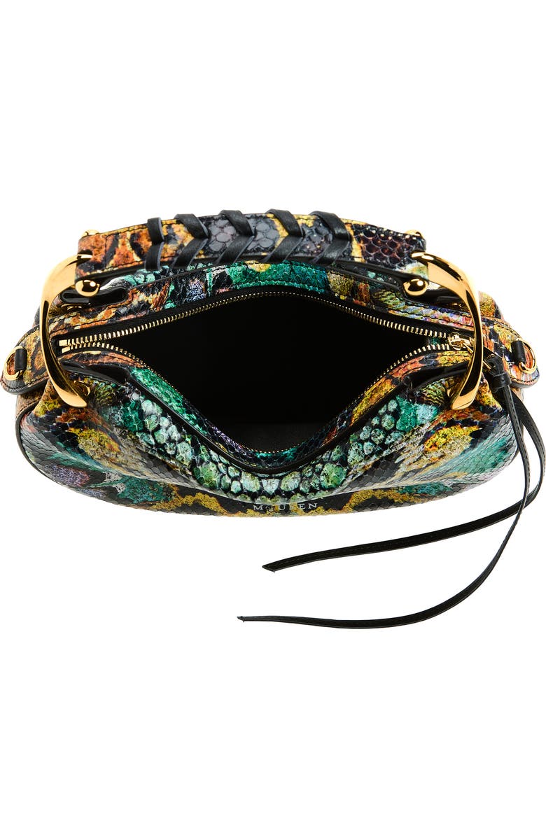McQueen Mini Wishbone Snakeskin Embossed Leather Top Handle Bag, Alternate, color, Mix Color