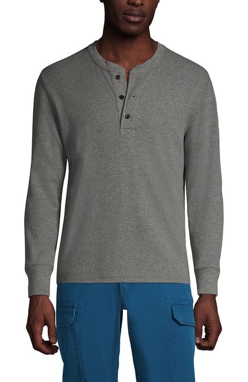 Lands' End Long Sleeve Thermal Waffle Henley In Gray