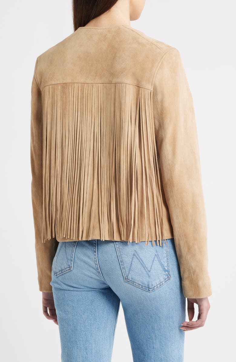 Fleurette Chloe Suede Fringe Jacket, Alternate, color, Camel