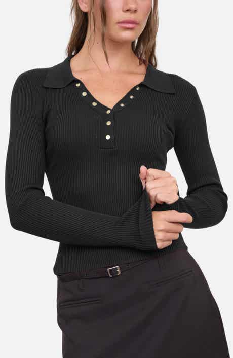 Ribbed Button Detail Sweater