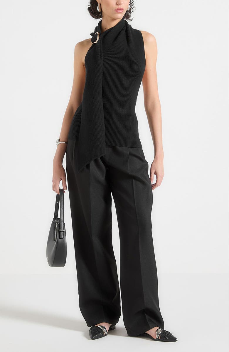 Manière De Voir Elodie Knitted Draped Halterneck Top, Alternate, color, Black