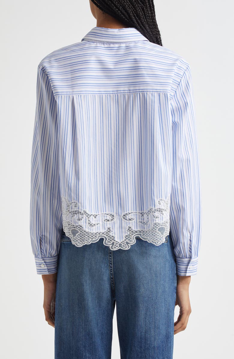 Ramy Brook Gia Stripe Lace Accent Button-Up Shirt, Alternate, color, 