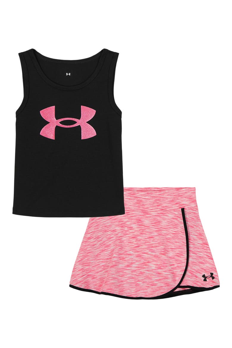 Kids' Graphic Tank & Wrap Skort Set, Main, color, BLACK