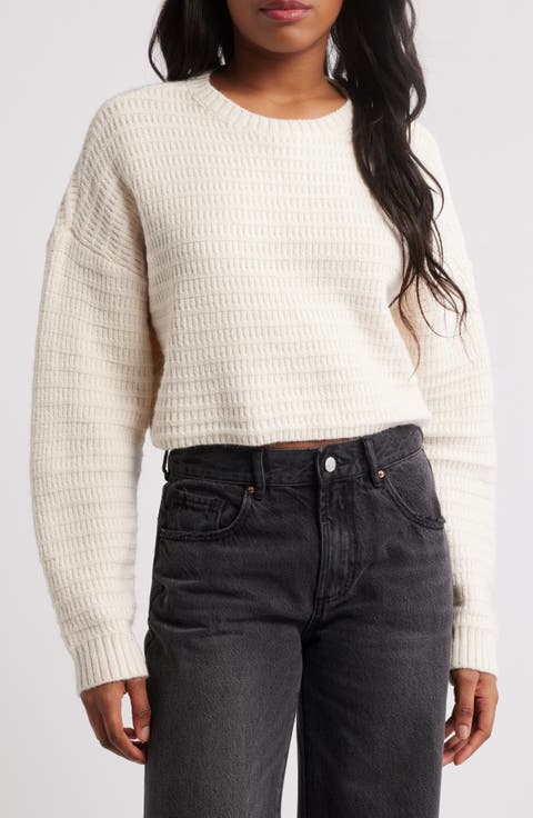 Polar Waffle Knit Crop Sweater