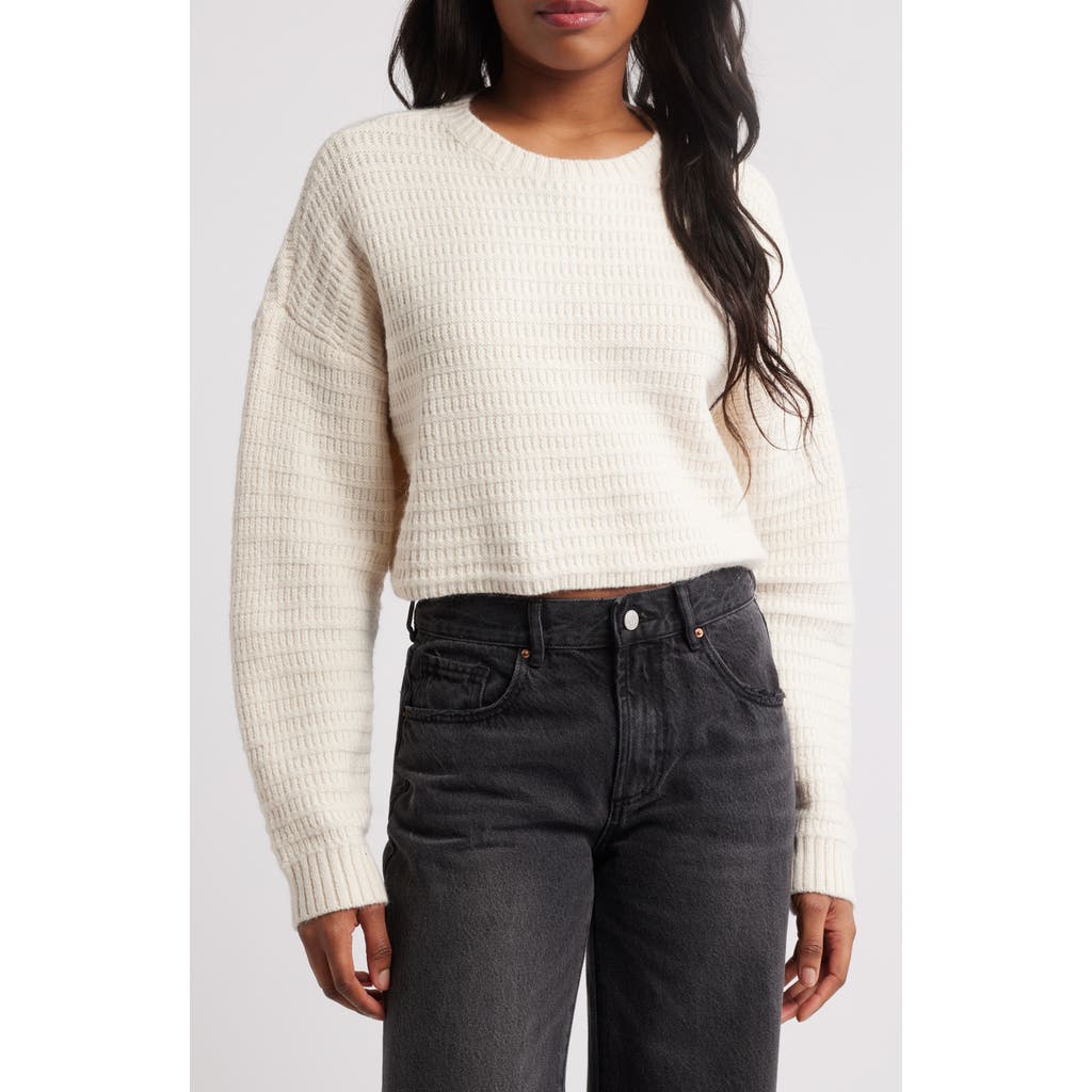 PACSUN PACSUN POLAR WAFFLE KNIT CROP SWEATER