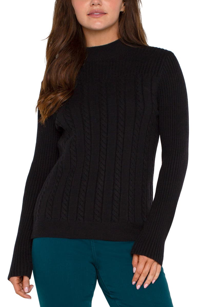 Liverpool Mock Neck Cable Sweater, Alternate, color,