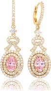 SUZY LEVIAN Cubic Zirconia Double Halo Drop Huggie Hoop Earrings