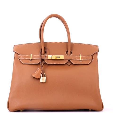 Birkin Handbag Brown Epsom with Gold Hardware 35