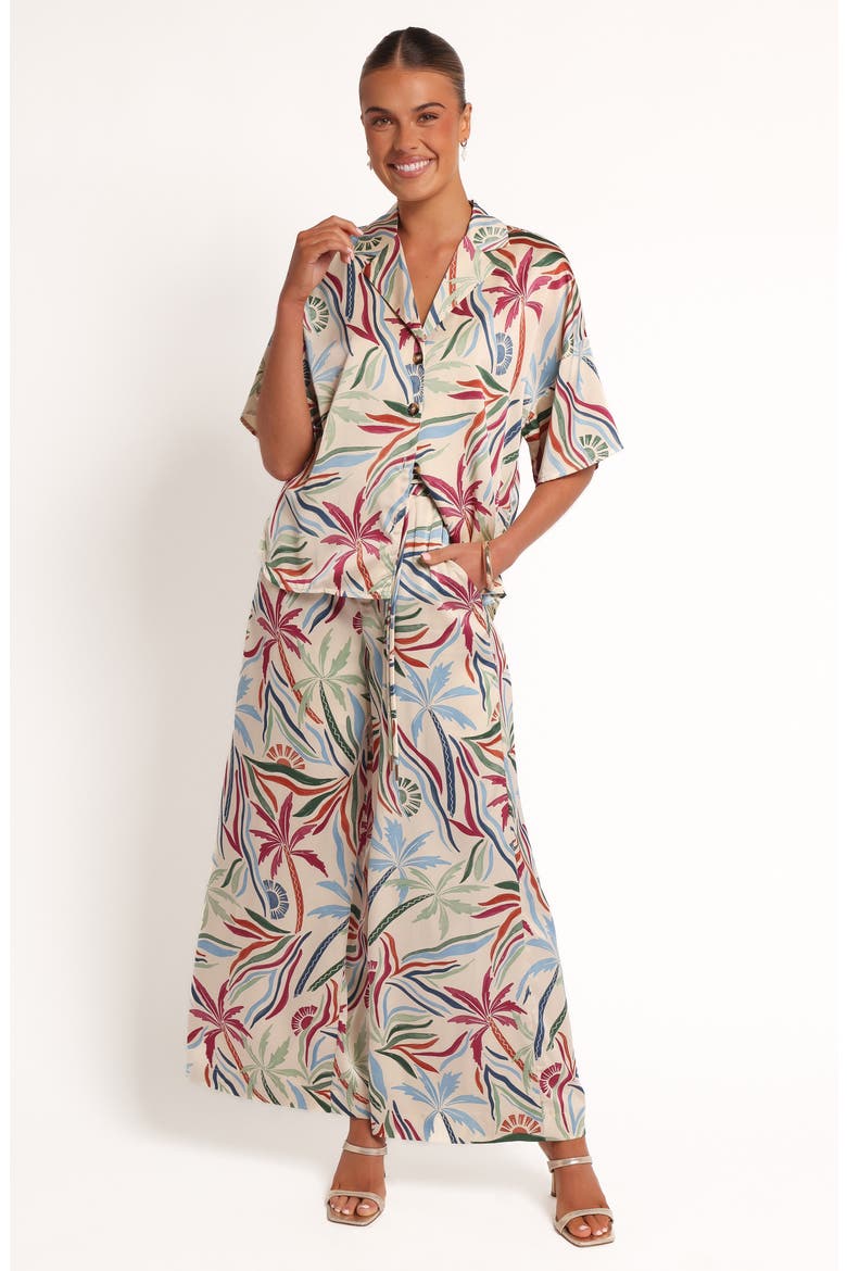 Illoura Palm Print Wide Leg Pants, Alternate, color, TAHITIAN TIDE
