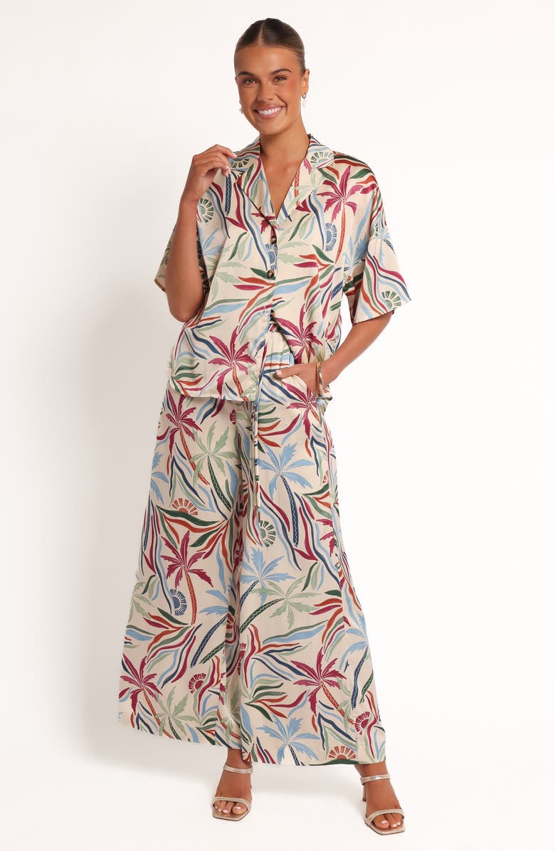 Petal & Pup Illoura Palm Print Wide Leg Pants, Alternate, color, Tahitian Tide