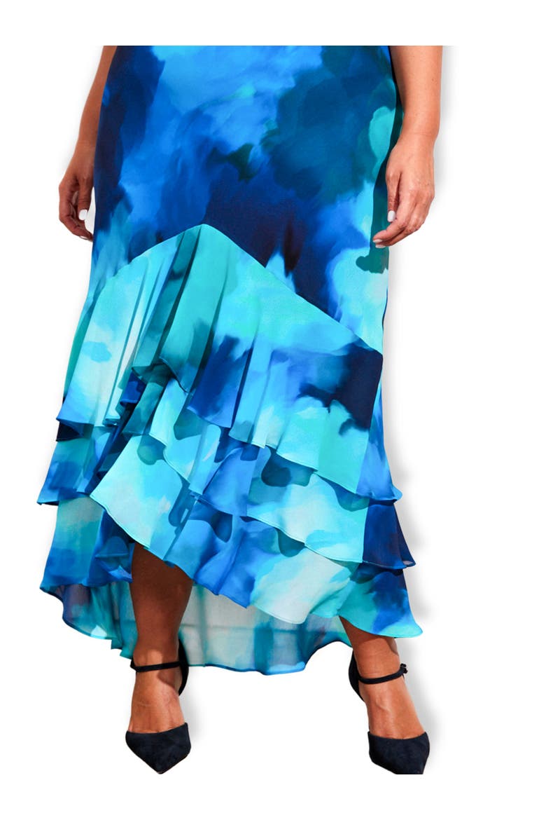 Scoop Neck Ruffle Dress, Alternate, color, Blue