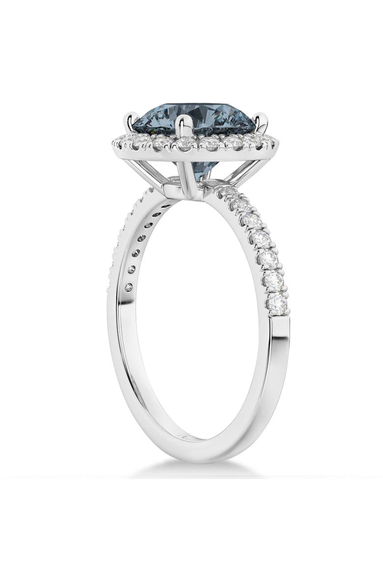 Halo Gray Spinel & Diamond Engagement Ring 14K, Alternate, color, 1.90ct/White Gold