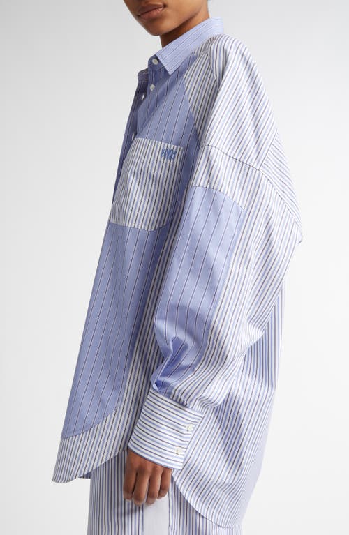 Shop Stella Mccartney Mixed Stripe Button-up Shirt In Multicolor Blue