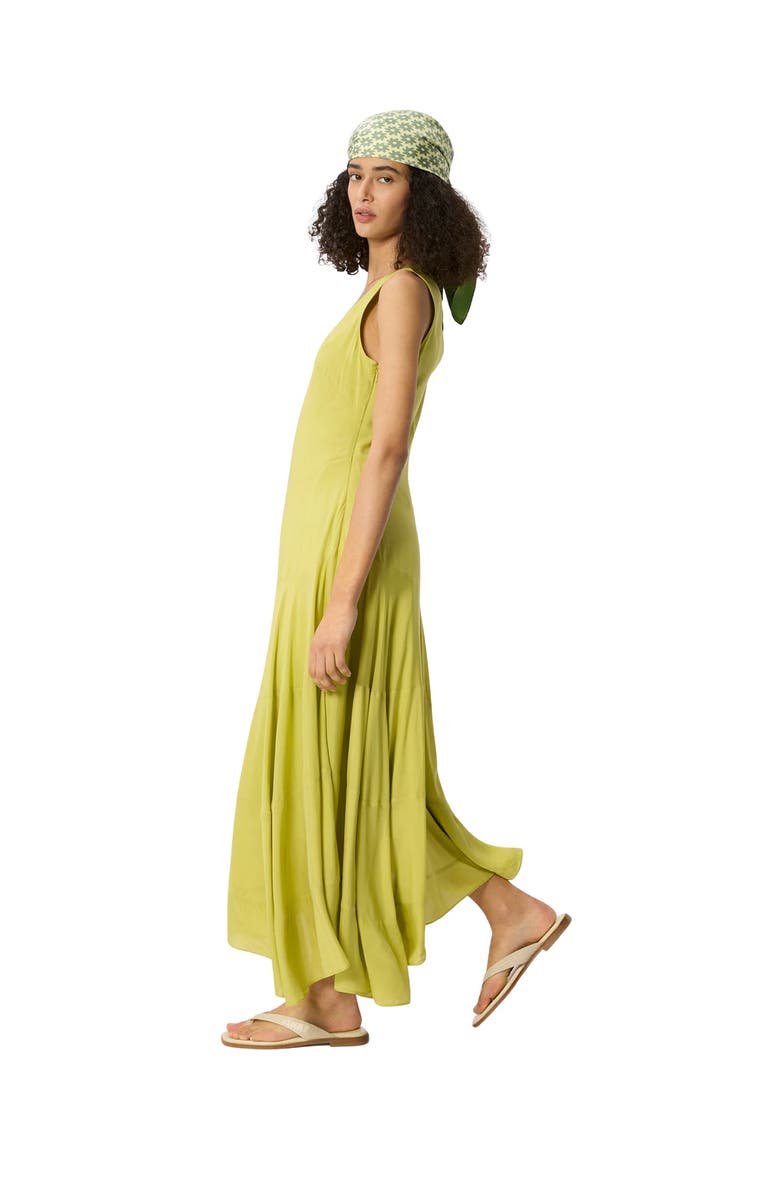 Whistles V-Neck Tiered Sleeveless Midi Dress, Alternate, color, Pale Green