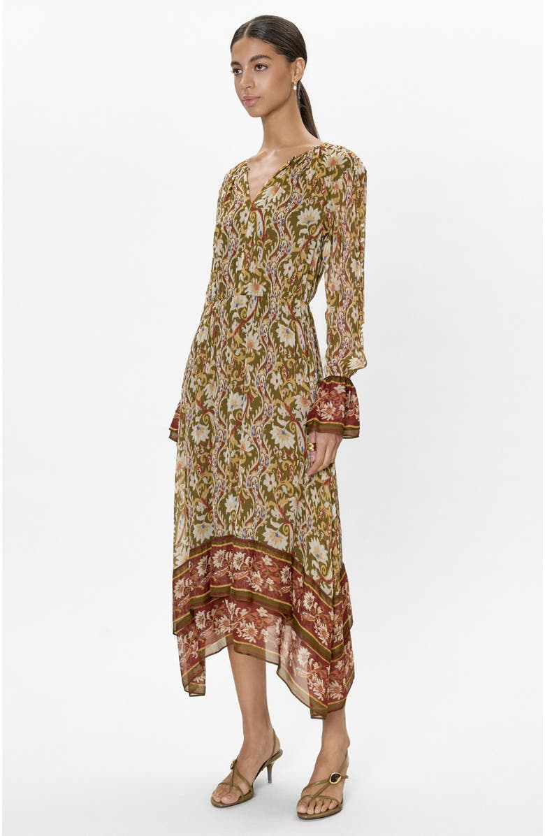 Rebecca Taylor Isha Long  Sleeve Dress, Alternate, color, Pesto Combo
